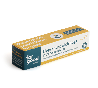 For Good Compostable Zipper Sandwich Bags - 25 Pack 