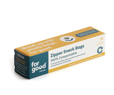 For Good Compostable Zipper Snack Bags - 25 Pack 