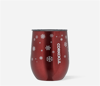 Corkcicle Holiday Stemless Cup - Snowfall Red