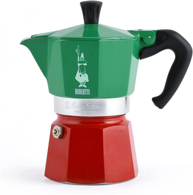 Bialetti Moka Stove Top Espresso Maker 6 Cup - Tri-Color (Italian Flag) 